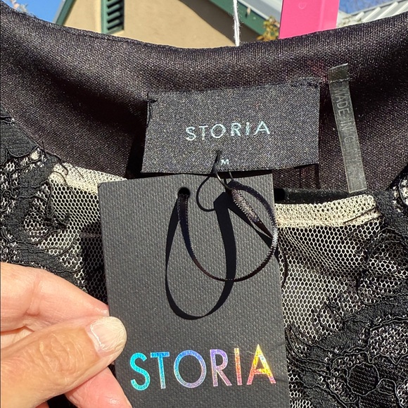 NWT Storia Black Lace Illusion-Detail Mini Dress – Size M (Fits Like S) - Picture 8 of 9